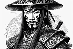 A badass Asian warrior who is also a skeleton tattoo idea