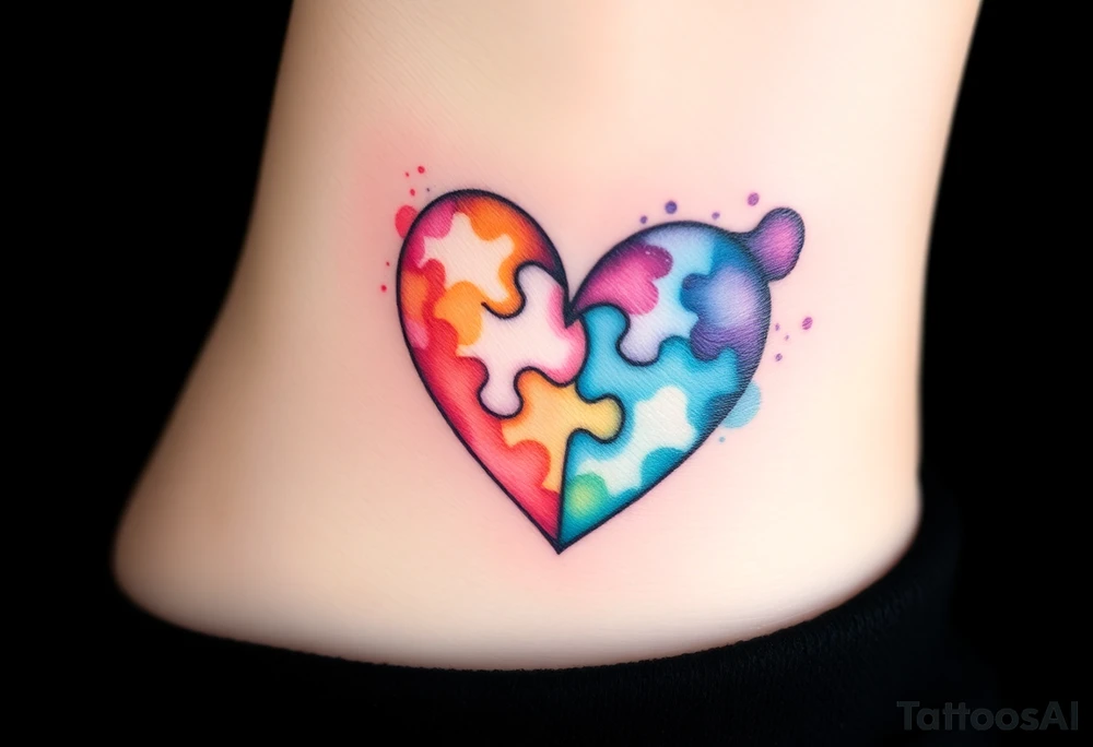 autism heart puzzle shape symbol tattoo idea