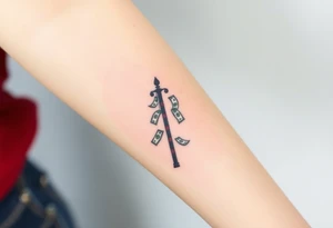 Barber pole  with raining  money tattoo idea