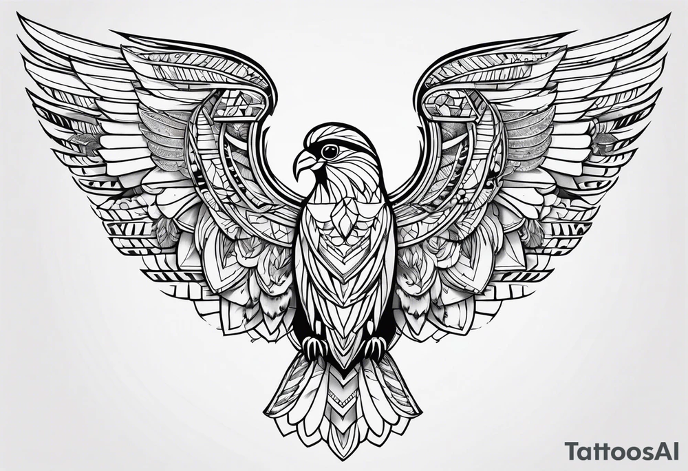 african, cultural, chest tattoo, include some bird wings as well tattoo idea