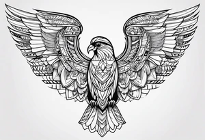 african, cultural, chest tattoo, include some bird wings as well tattoo idea