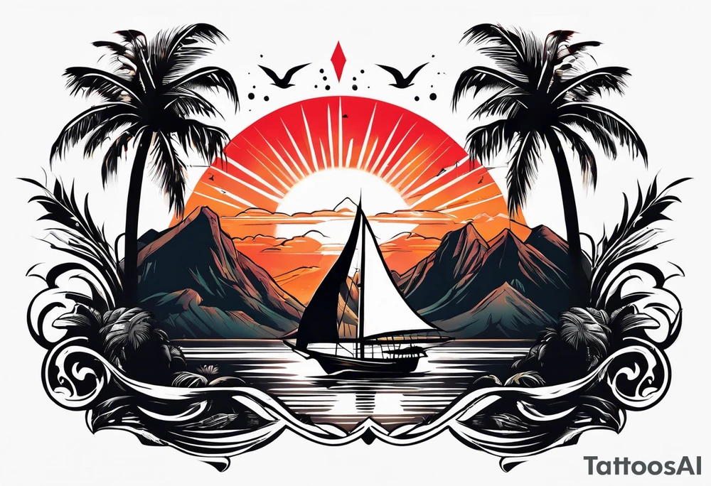 assassins creed  logo with palm trees tattoo idea