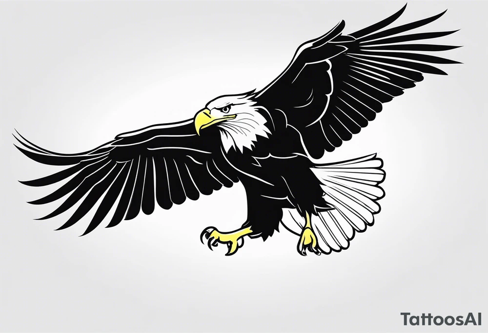 bald eagle with its wings spread, very simple line design, even less detail tattoo idea