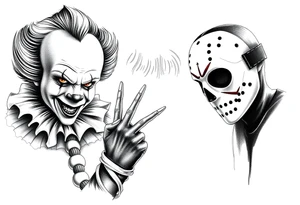 Pennywise, Freddy Krueger, Michael Meyers, and jason voorhees tattoo idea