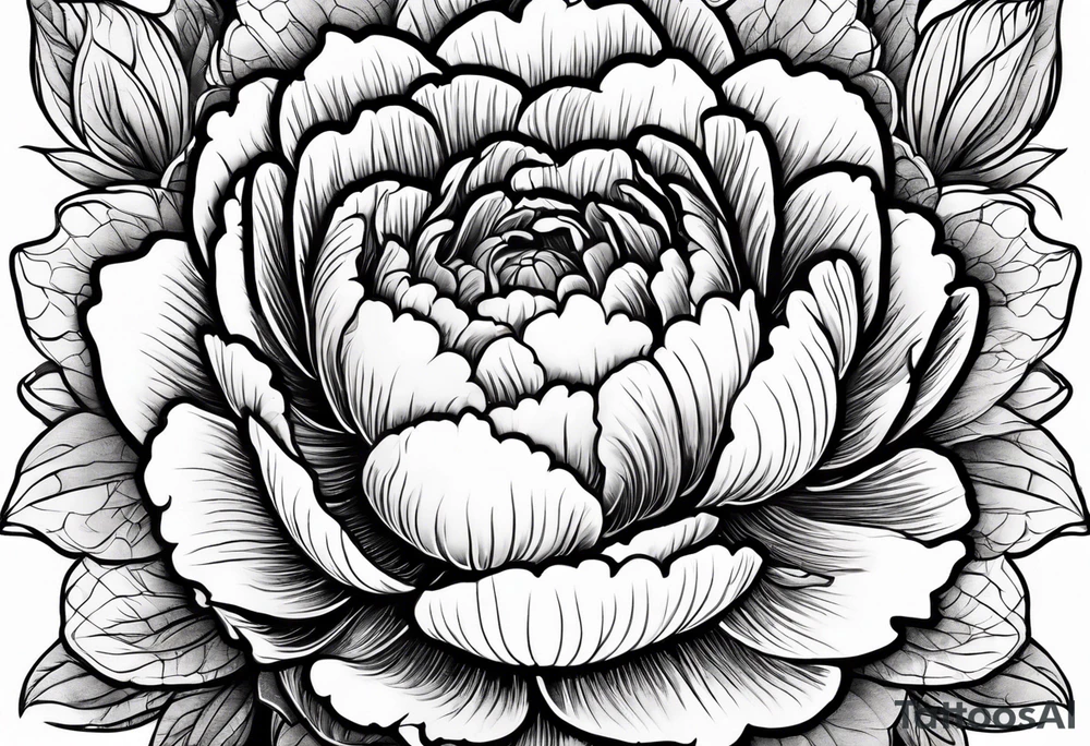 Red peony with a pearl necklace and a rabbit tattoo idea