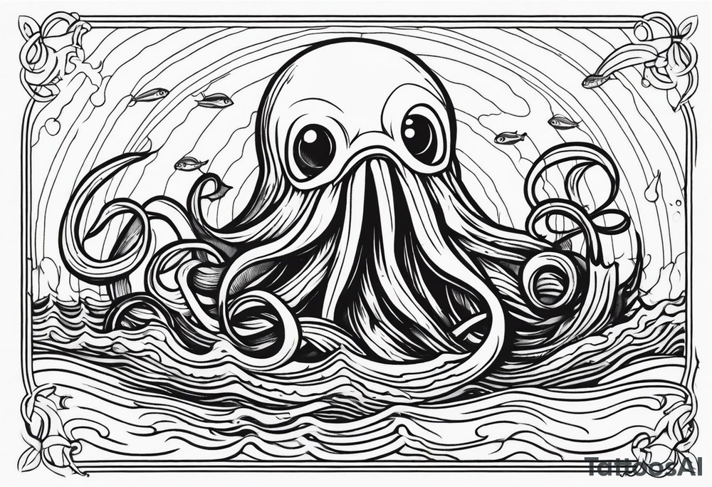 Thalassophobia, giant squid, fear tattoo idea