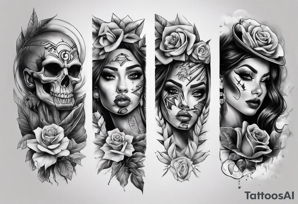 chicano arm sleeve realism tattoo idea