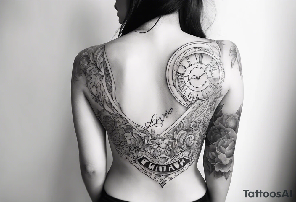 Tattoo with the name of lover and the date of first meet and towards infinity tattoo idea