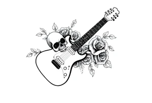 Electric guitar with skulls and roses tattoo idea