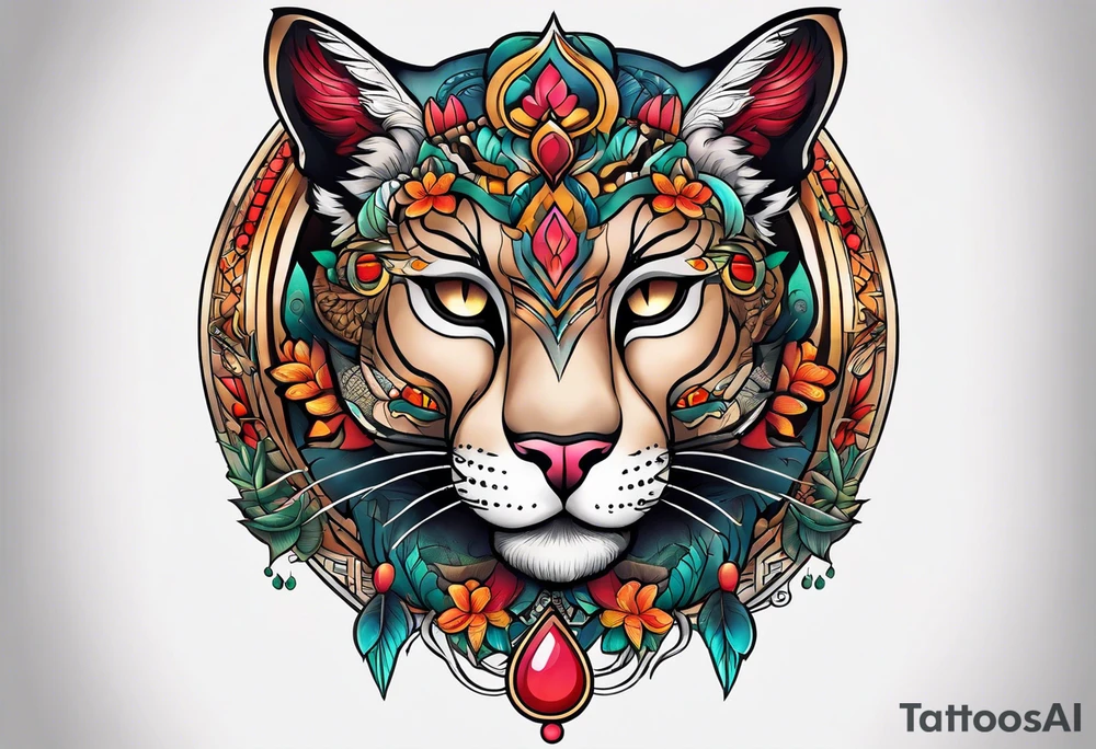 Puma with third eye tattoo idea