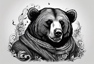 bear smoking cigarette tattoo idea