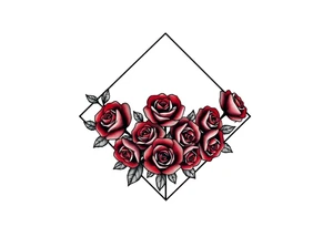 A lot of small red roses in a diamond shape tattoo idea