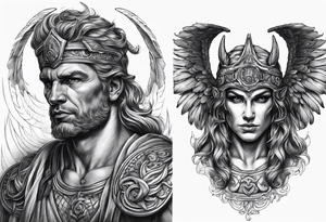 Roman devil Roman angel tattoo idea