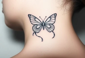 ethereal butterfly with flowing silk ribbons in moonlight tattoo idea