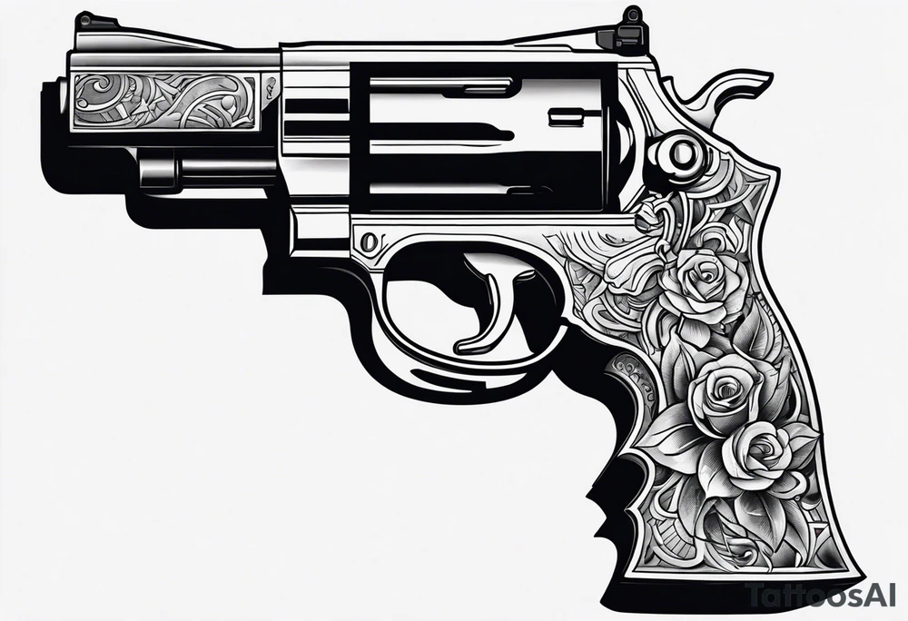revolver gun held by a ghastly hand tattoo idea