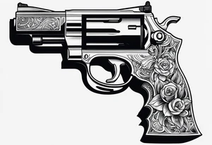 revolver gun held by a ghastly hand tattoo idea