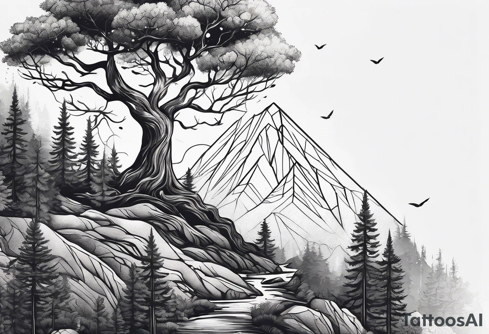 tree in forest tattoo idea