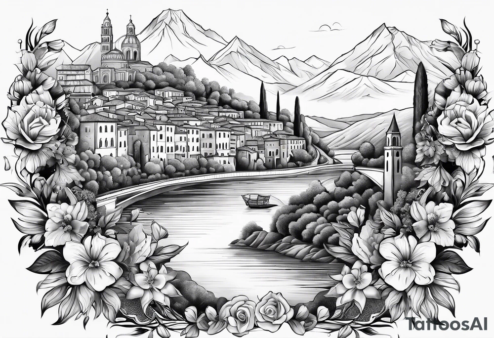 italy, traveling, family, loyalty, flowers tattoo idea