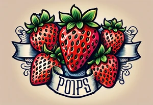 traditional navy tattoo Strawberry with banner that says Pops tattoo idea