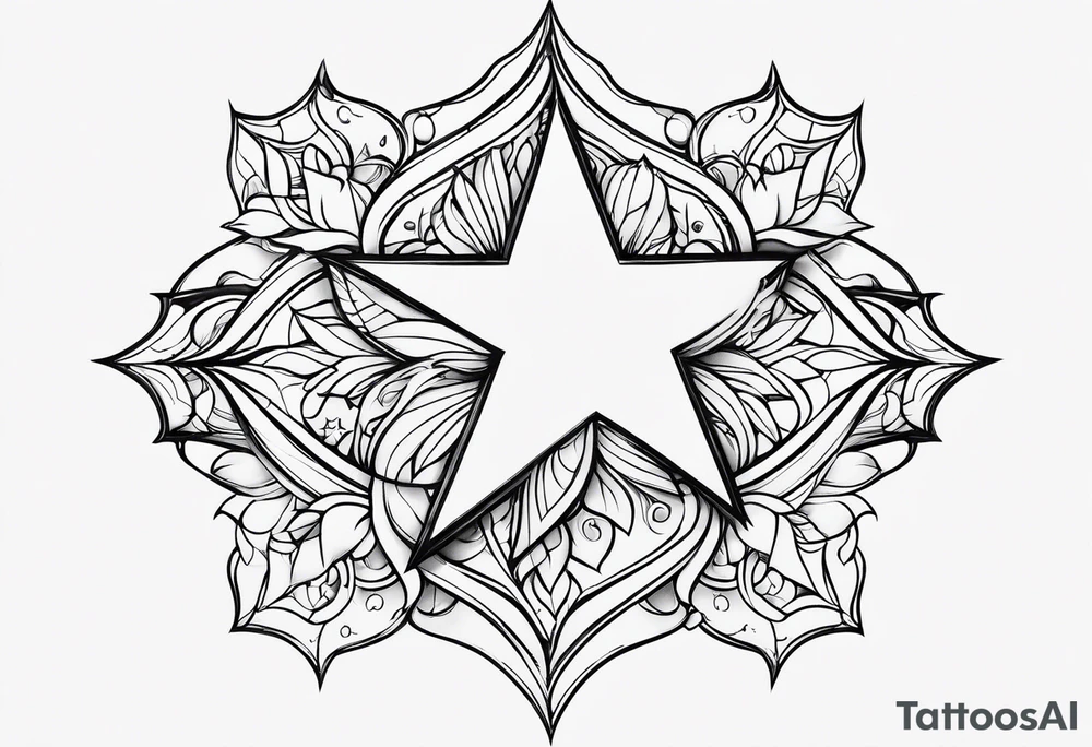 cute star fineline tattoo sketch for girls tattoo idea
