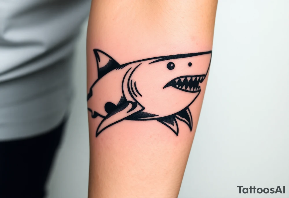Masculine strong great white shark flowing forward in water tattoo idea