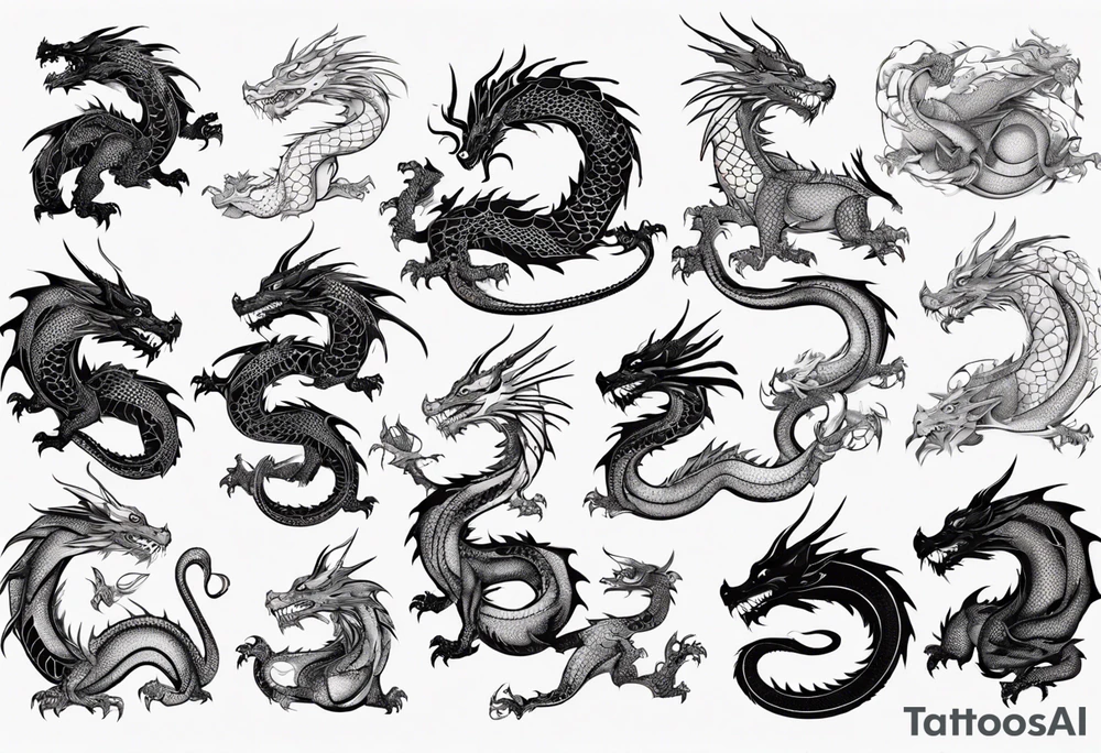 dragon with long body and scales tattoo idea
