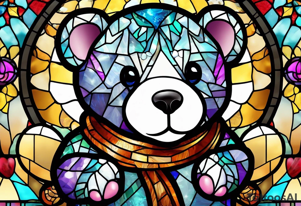 Teddy bear stain glass tattoo idea