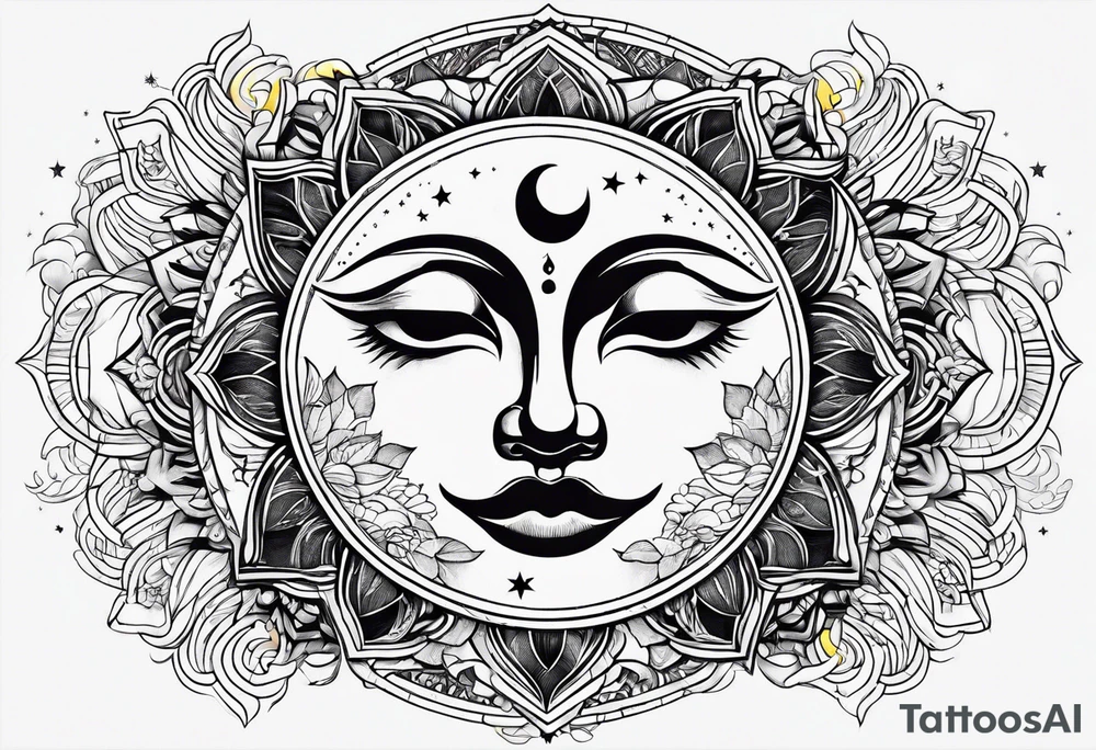Moon and sun tattoo idea