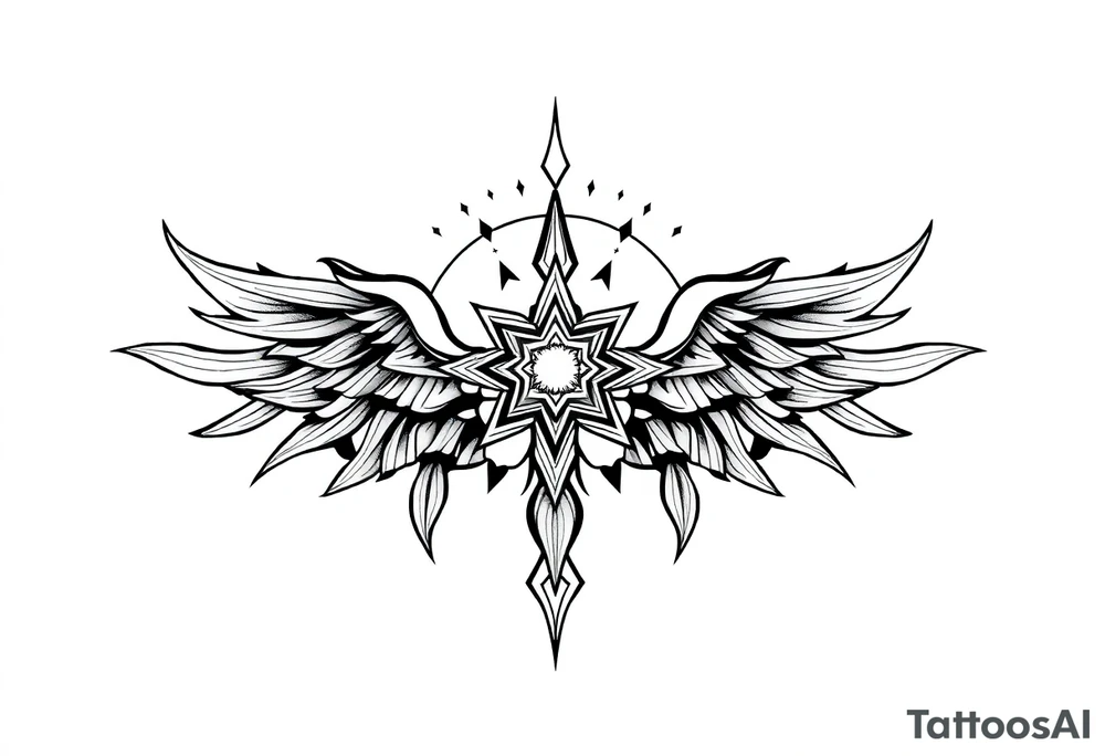 spiritual bold line tattoo idea