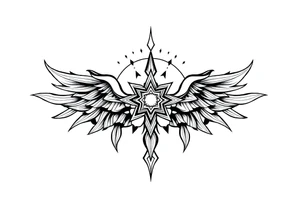 spiritual bold line tattoo idea