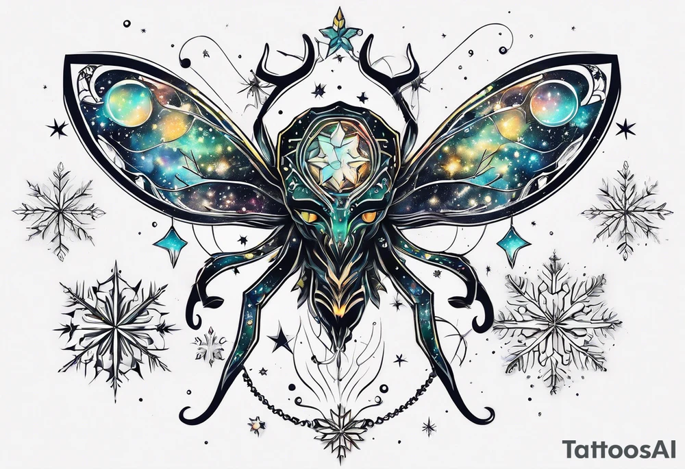 Constellation, animal alien, snowflake tattoo idea