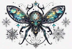 Constellation, animal alien, snowflake tattoo idea