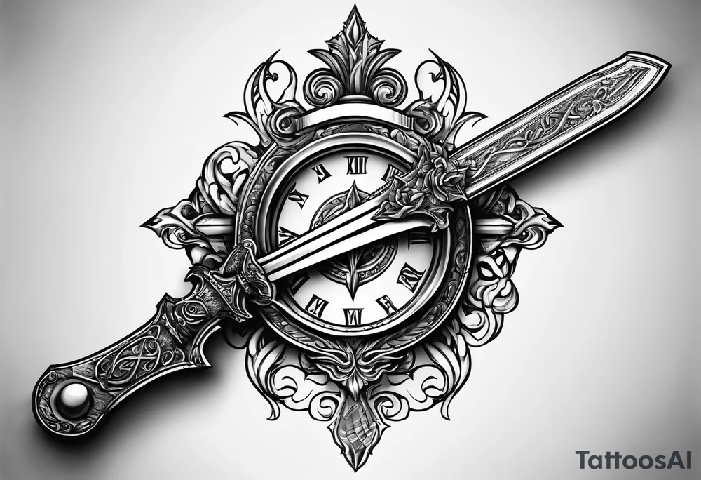 with a juctice emblem a sword and a scale tattoo idea