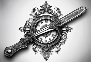 with a juctice emblem a sword and a scale tattoo idea