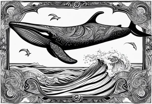 Back Breaching North Pacific humpback whale paisley tattoo idea