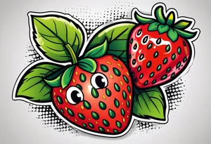 Single Strawberry new school tattoo idea