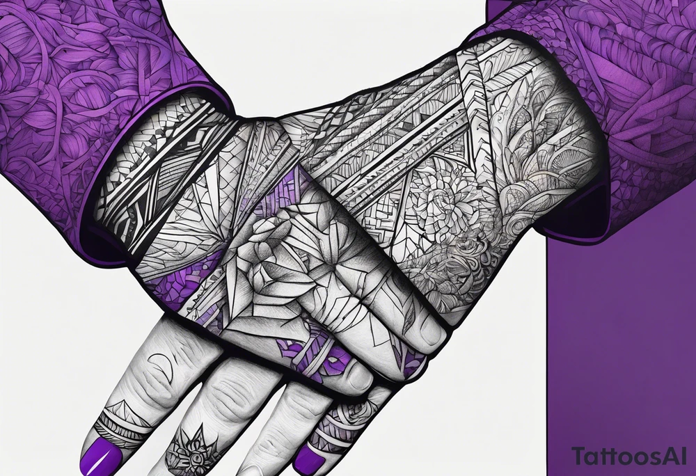 lines around wrist, abstract, black and purple, covered from wrist to forearm, fully covered, no borders, blackwork, no people tattoo idea