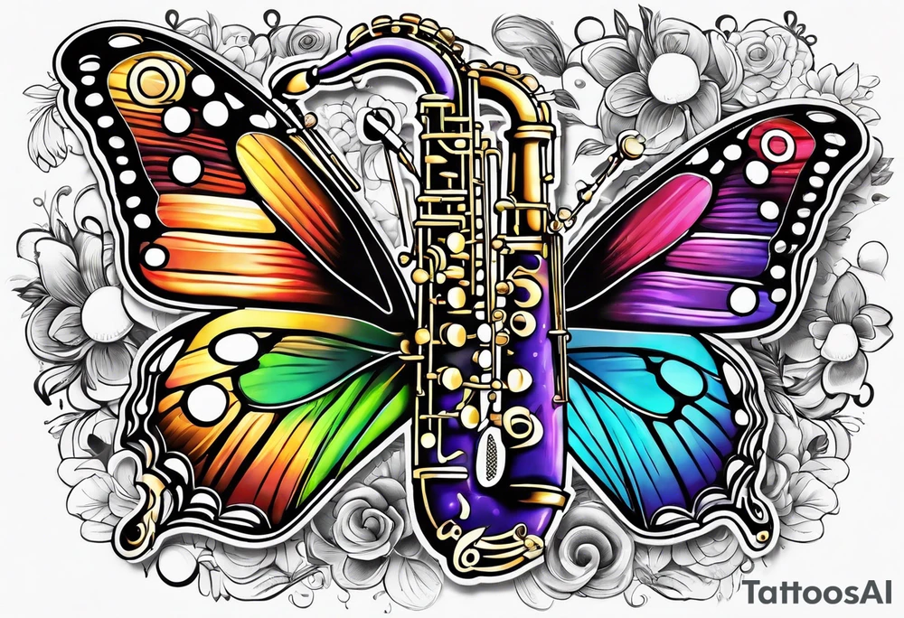 Saxophone, butterfly, rainbow, woody toy story tattoo idea