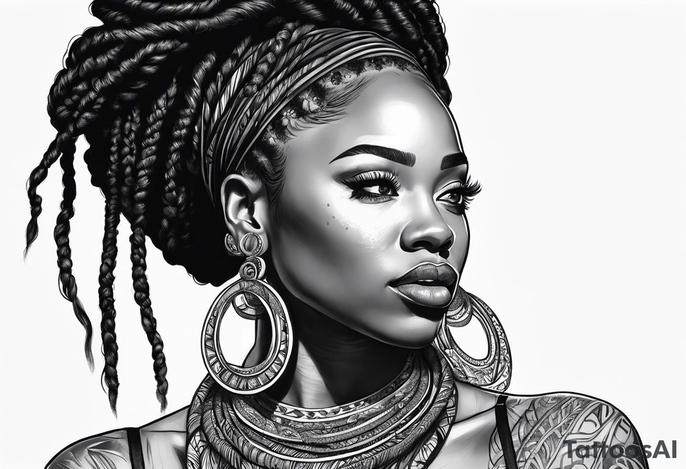 Black woman with locs tattoo idea