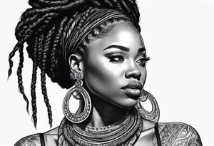 Black woman with locs tattoo idea