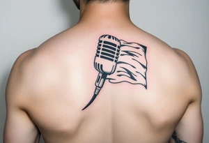 Microphone with a box mic flag tattoo idea