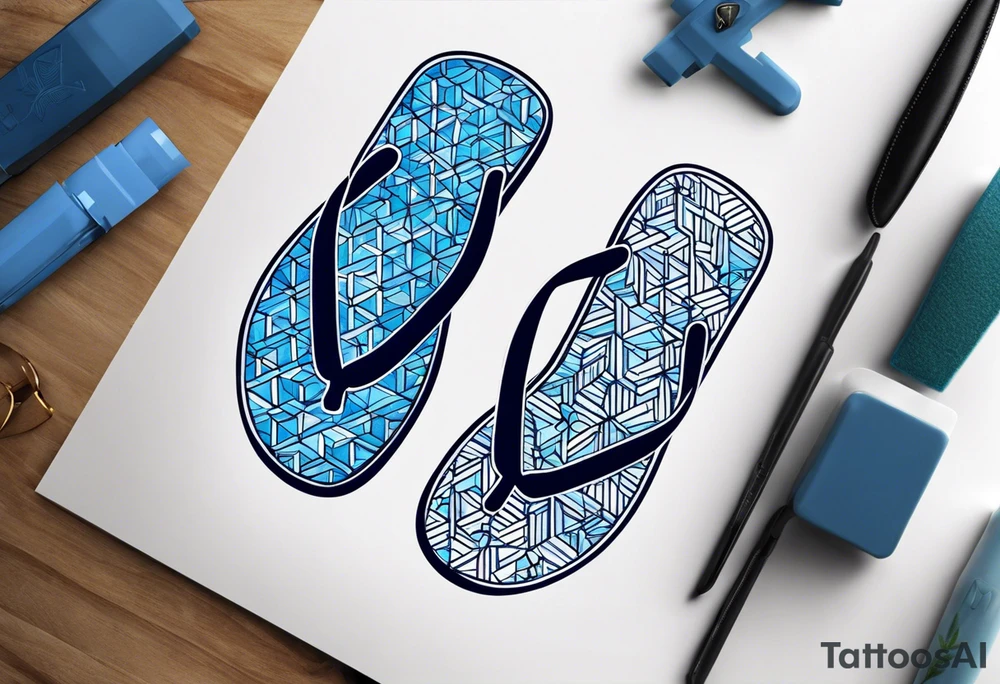 tiny blue flip flop tattoo idea