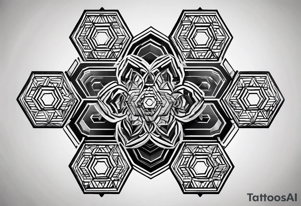 black plain big hexagons without texture tattoo idea