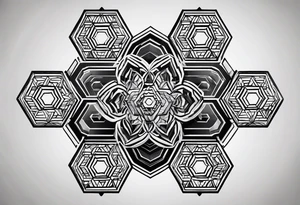 black plain big hexagons without texture tattoo idea