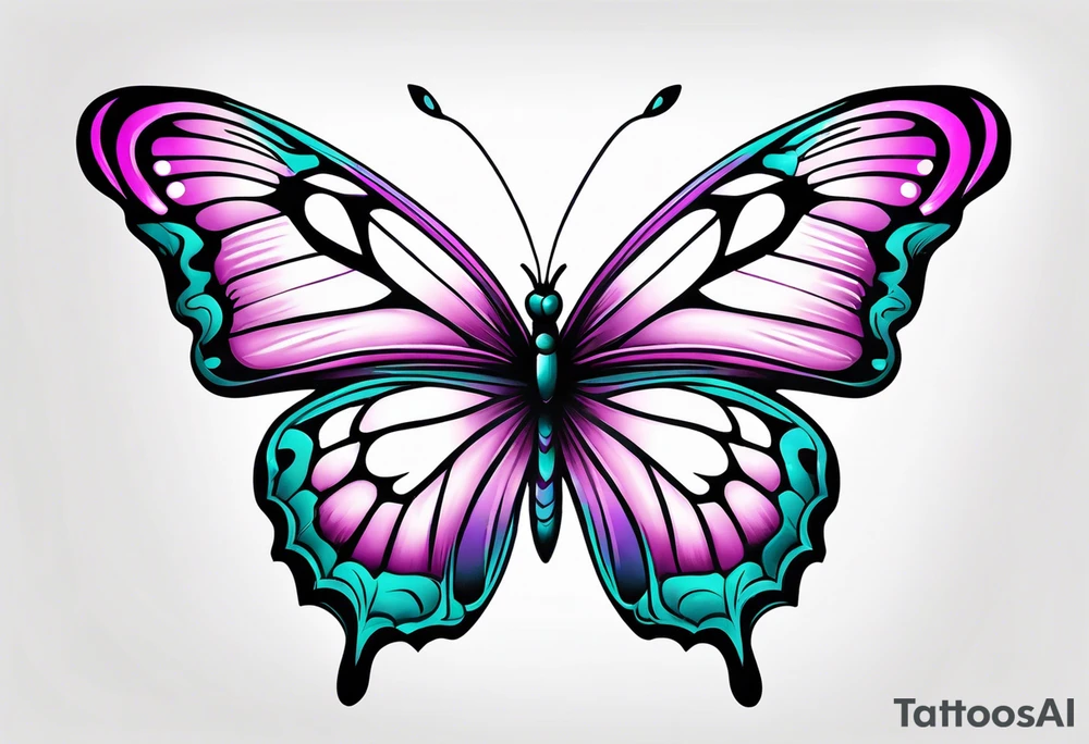 Purple Teal and Pink butterfly tattoo idea