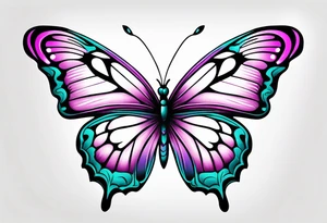 Purple Teal and Pink butterfly tattoo idea