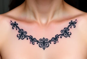 A black lace border wrapping around the collarbone, creating a sophisticated and timeless look tattoo idea