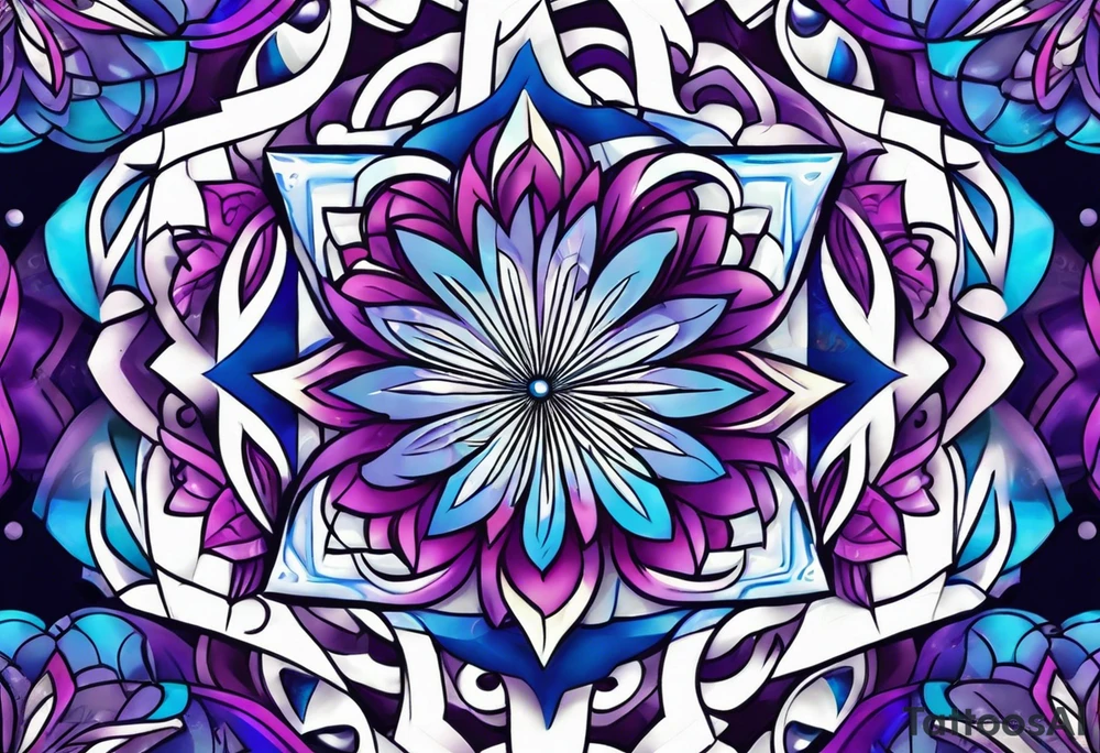Blue and purple circle and zigzag tattoo idea