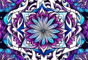 Blue and purple circle and zigzag tattoo idea