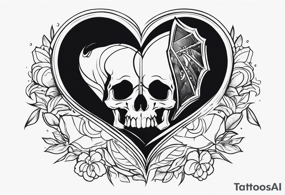 visceral heart fusioned with skull
half heart half skull tattoo idea